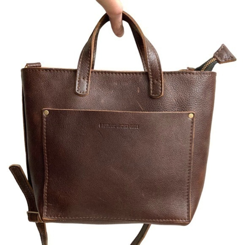 Portland leather goods brown leather tote crossbody bag